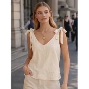 Zimmermann Tie Shoulder Cami Cream Tank Top Size 0 NWT